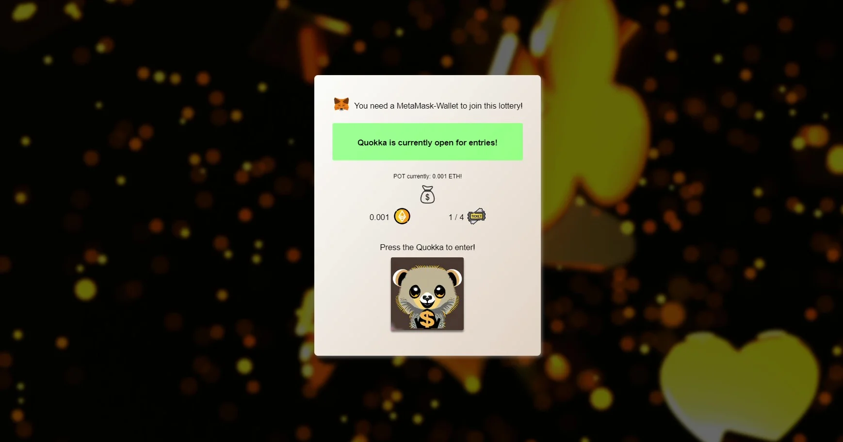 Quokka Lottery - Blockchain smart contract lottery on Ethereum Goerli Testnet